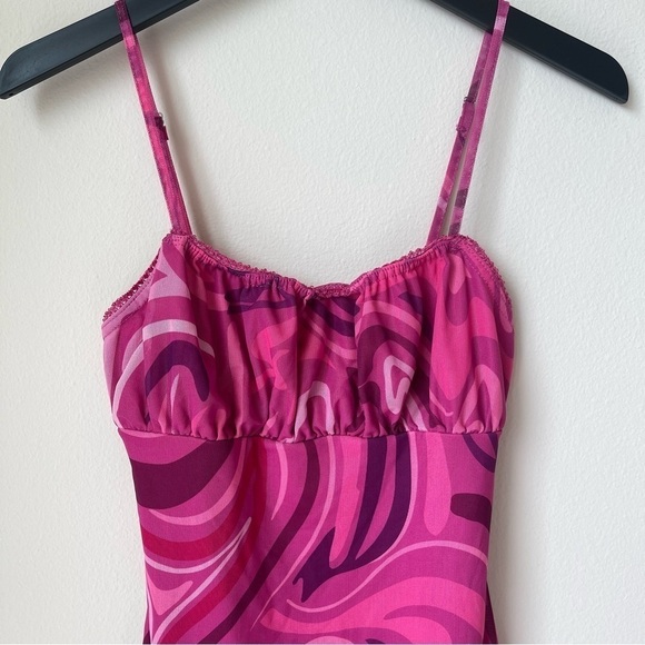 Princess Polly Rosey Pink Retro Slim Fitting Mesh Lace Mini Dress Size 6 - Picture 4 of 9